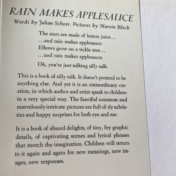 RAIN MAKES APPLESAUCE Caldecott Book Preschool Primary Picture Read Aloud FUN - Picture 3 of 12